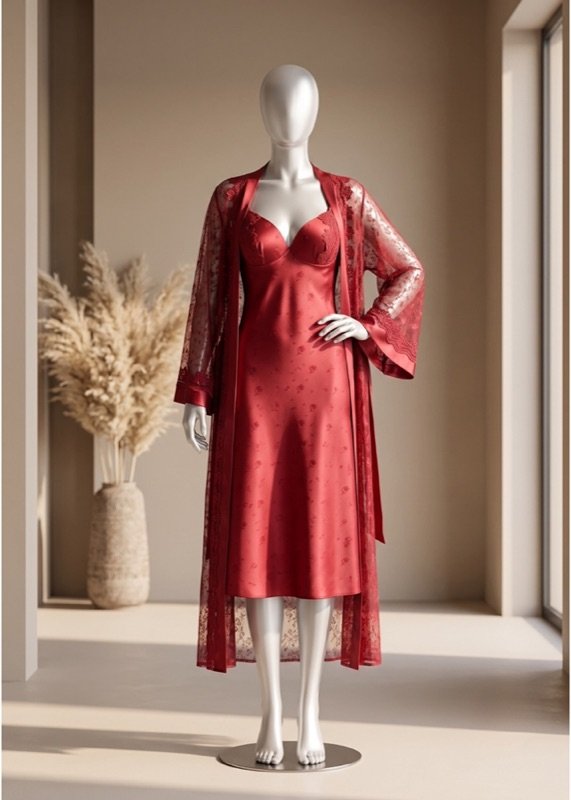 2 piece Scarlet Romance Satin Robe Set